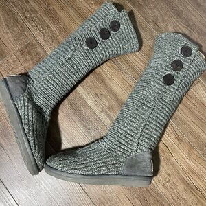 UGG Australia Classic Cardy Gray Knit Boots Women Size W8